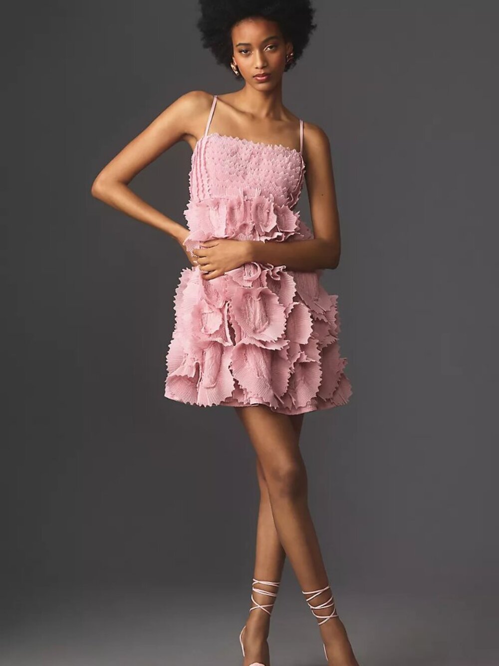 NWOT Anthropologie Sleeveless 3D Ruffled Mini Dress Pink Sz 6 Org $348 Sold Out